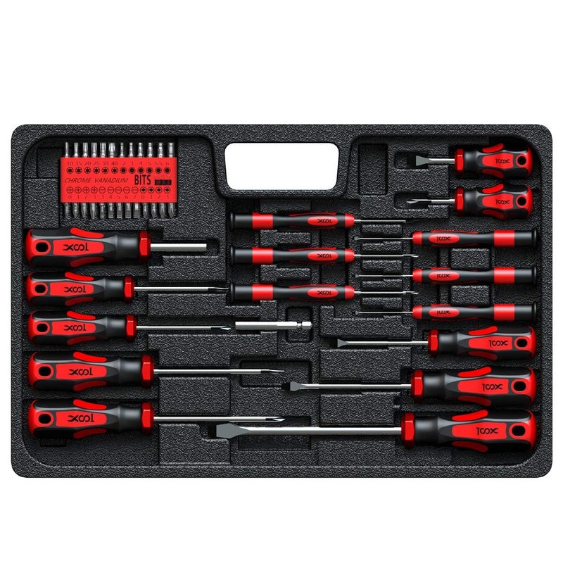 XOOL 42PCS Magnetic Screwdriver Set with Case, Torx Phillips Flat Hex Pozi Non-Slip Magnetic Tips Screwdriver Set - Image 1
